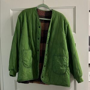 Green Quilted Jacket with Pockets